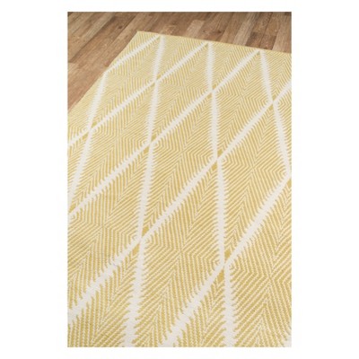 Citron Yellow Diamond Pattern Synthetic Area Rug 5' x 7'