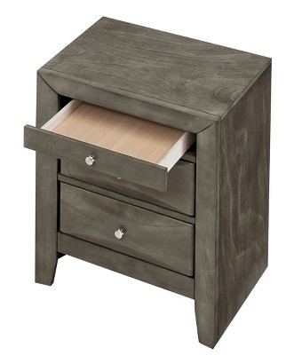 Gray Wood Veneer 3-Drawer Nightstand