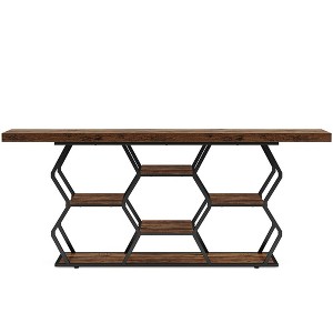 Resenkos Entryway Table, Console Sofa Table,70.9" Console Table, Long Sofa Table with Storage Shelves Brown - 1 of 4