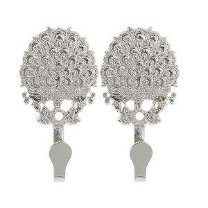 Unique Bargains Curtain Holdbacks Peacock Wall Hooks Zinc Alloy 3.74"x2.36" 1 Pair - 1 of 4