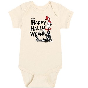 Boys' - Dr. Seuss - Happy Halloween Skeleton Cat Baby One Piece - 1 of 4