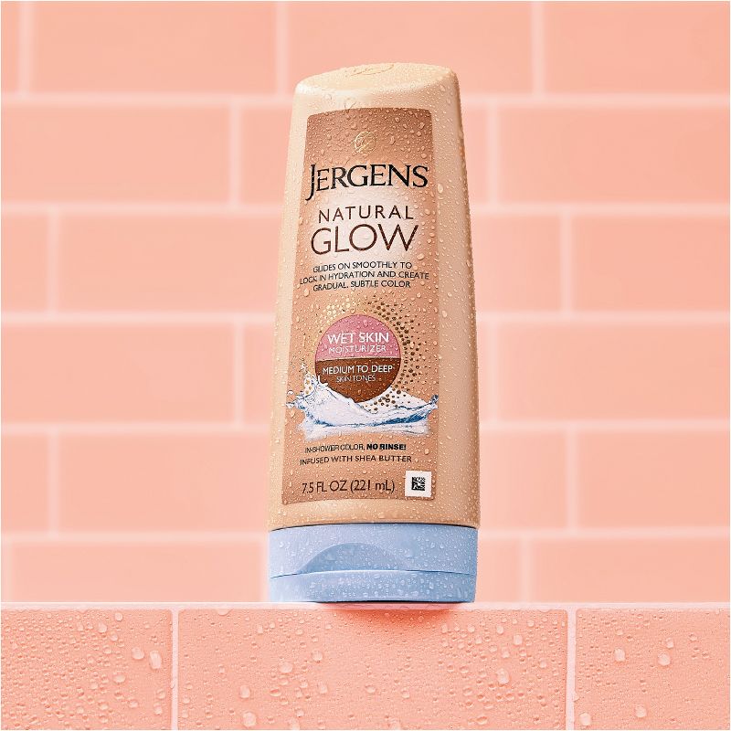 Jergens Natural Glow Wet Skin Moisturizer, In-Shower Self Tanner Body Lotion, 2 of 14