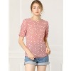INSPIRE CHIC Women's Floral Summer Crew Neck Casual Shirred Short Sleeve Blouse - 3 of 4