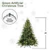 Green Artificial Christmas Tree with PE/PVC Mixed Branches, Warm White LED Lights, Fireproof PVC Material, Hinged Foldable Design with Sturdy Base - 2 of 4