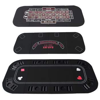 INO Design 63" Portable Casino Texas Holdem Poker/Blackjack/Roulette Mat Folding  Poker Tabletop-Black