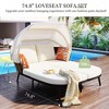 55"H Patio Daybed with Retractable Canopy, Outdoor Rattan PE Wicker Back Loveseat Sofa with Throw Pillows and Cushions, 4L -ModernLuxe - image 2 of 4