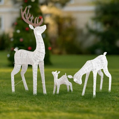 Karl Home 3Pcs 5FT White LED Reindeer Family Christmas Decoration