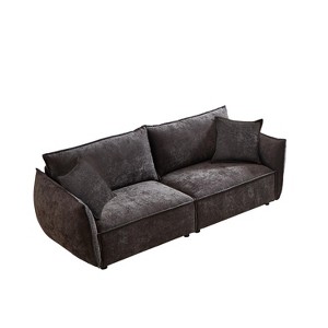 NicBex 88 Inch Chenille Sofa,3-Seat Couch with 2 Pillows for Living Room,Bedroom,Office,Apartment,Black - 1 of 4