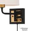 360 Lighting Joelle Modern Swing Arm Wall Lamp Brass Black Plug-in Light Fixture Fabric Drum Shade for Bedroom Bedside Living Room Reading Home House - 3 of 4