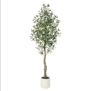 6FT（2PCS) 5FT/6FT/7FT Artificial Olive Tree - Curved Design for Home or Office Decor - 1 of 4