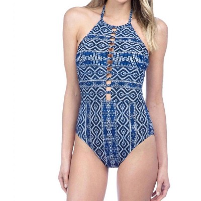 Women's High Neck Plunge Halter One Piece Swimsuit - La Blanca