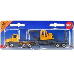Truck with Low Loader Trailer and Excavator Yellow Diecast Model by Siku - 1 of 4