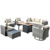 Venice 10pc Wicker Outdoor Patio Furniture Set Conversation Sofa with a Storage Fire Pit, Swivel Chair and Cushions - 2 of 4