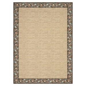 Modern Bordered Living Room Rugs, Washable Soft Floral Bedroom Rugs Non Slip, Farmhouse Solid Home Decor Carpet - 1 of 4