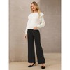 INSPIRE CHIC Women's Ruffle Long Sleeve Crew Neck Ribbed Knit Sweater White Medium - 3 of 4