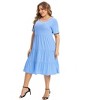 Coolmee Womens Summer Maxi Dress Plus Size Casual  Short Sleeve Ruffle Tiered V Neck Swing Long Sundress - 4 of 4