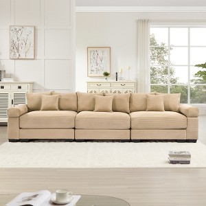 Aukfa Oversized 130" Modular Corduroy Sofa Set - Reversible Sectional Couch with Ottoman, Fabric Upholstery for Living Room - 1 of 4