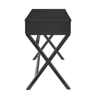 Black Wood Lift-Top Standing Desk with Drawer and Keyboard Tray