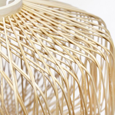 Natural Beige Rattan Round Pendant Ceiling Light