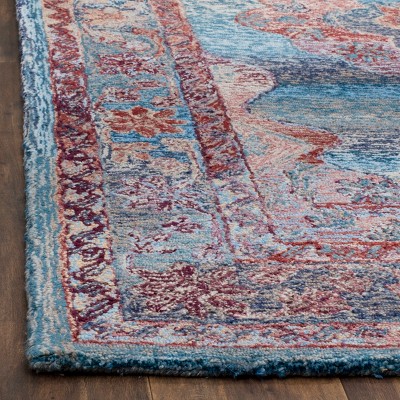 Elegant Oushak Hand-Tufted 6' x 9' Blue Wool Blend Area Rug