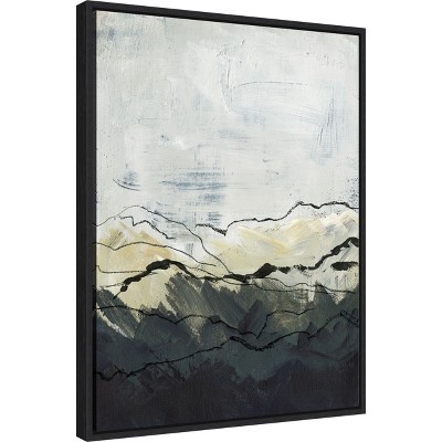 Winter Mountains Abstract Landscape Canvas Print with Black Frame 18 x 24 Inches
