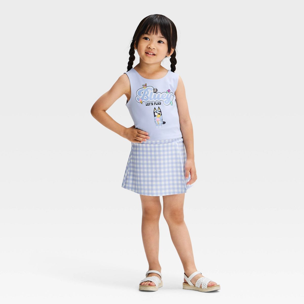 Toddler Girls' 2pc Bluey Athletic Tank and Skort Set - Blue