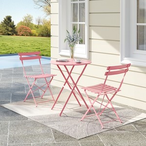 homfan 3-Piece Folding Bistro Set,Foldable Patio Furniture Set with Premium Frame,Outdoor Bistro Table and Chairs Set for Patio,Garden and Balcony - 1 of 4