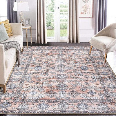 Area Rugs Washable Rug Vintage Non-Slip Rugs Soft Floral Throw Rug