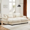 Aukfa Cream Velvet Large Sofa with Bolster Armrests, Waist & Throw Pillows – Modern Couch for Living Room, Bedroom or Office - 4 of 4