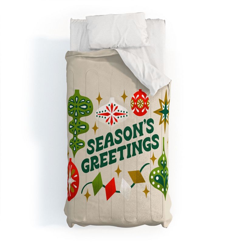 Jessica Molina Seasons Greetings Vintage Ornaments Comforter + Pillow Sham(s) - Deny Designs, 1 of 4