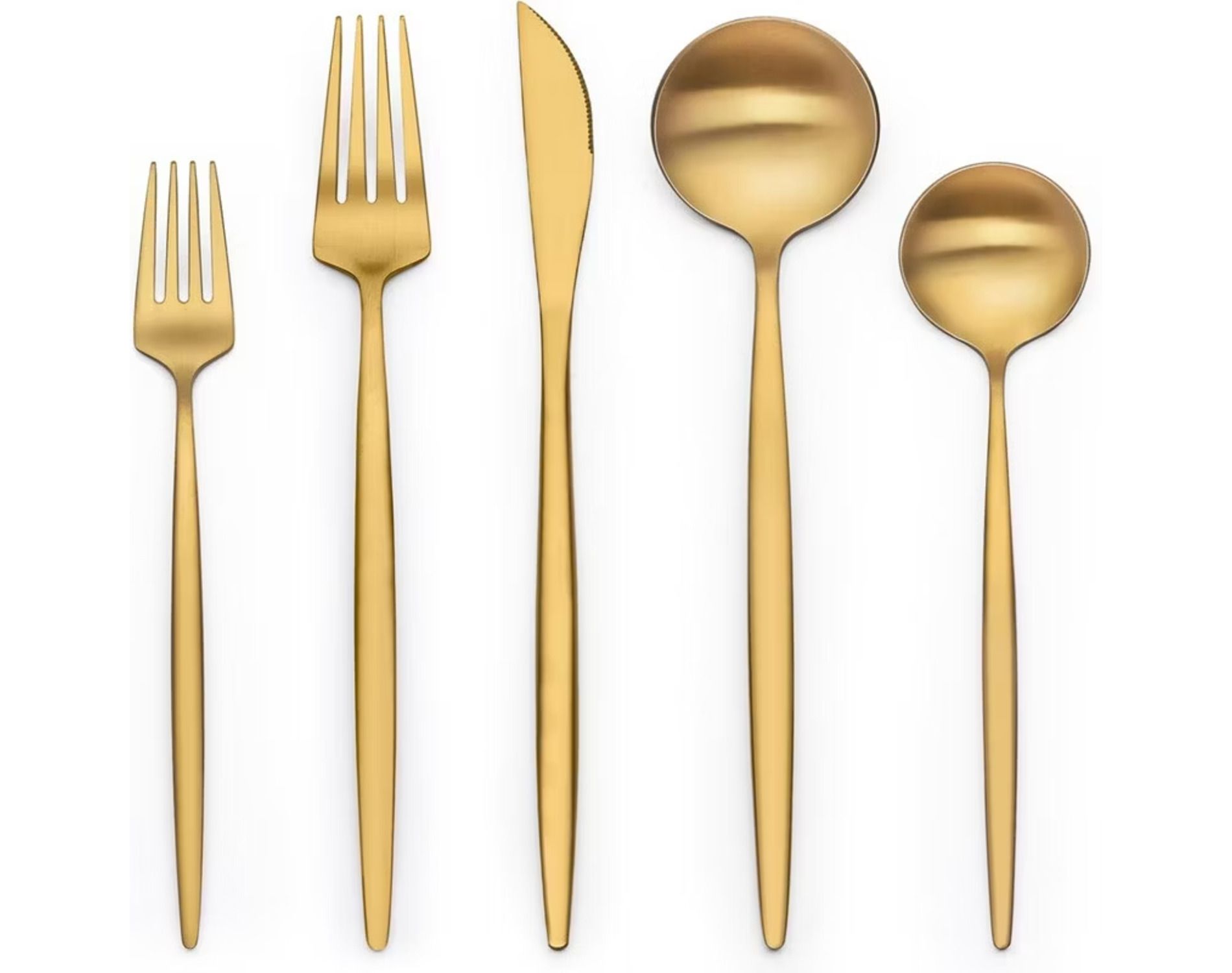 40-Piece Gold Stainless Steel Silverware Set - Satin Finish Cutlery Set for 8, Non-Tarnish Design