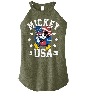 Women's - Disney - Mickey Waving Flag USA Graphic High Neck Tank - 1 of 3