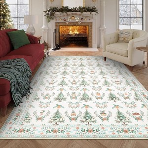 Christmas Tree Area Rug, Washable Low Pile Non-Shedding Carpet for High Traffic Living Room, Dining Room and Bedroom - 1 of 4