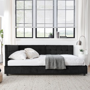 Full Size Upholstered Tufted Bed Frame, Sofa Bed Frame With Backrest And Armrests, Full-Size Bed For Bedroom, Sofa Bed Modern-Cuddlewood - 1 of 4