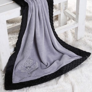 Bacati - Classic Damask Grey Embroidered Blanket - 1 of 4