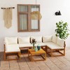 vidaXL Cream Patio Lounge Set- Solid Acacia Wood Frame, Includes Table, Corner & Middle Sofas, Comes with Removable Seat & Back Cushions - 2 of 4