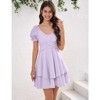 Coolmee Women's Ruffle Wrap Flowy Dress Puff Sleeve Flounce Short Sleeve A Line Mini Dress - 2 of 4