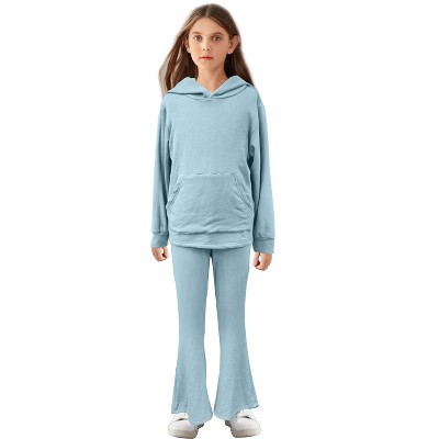 Girls Corduroy Tracksuit Sets Hoodie Tracksuits Girls Athletic Sets 2 Piece Sport Outfits Hoodie Sweatshirts with Bootcut Pants