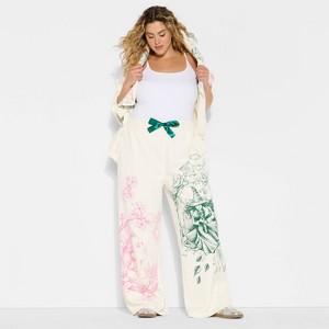 Wicked x Katie Kime Women's Relaxed Leg Good/Bad Graphic Jogger Pants - Cream - 1 of 3