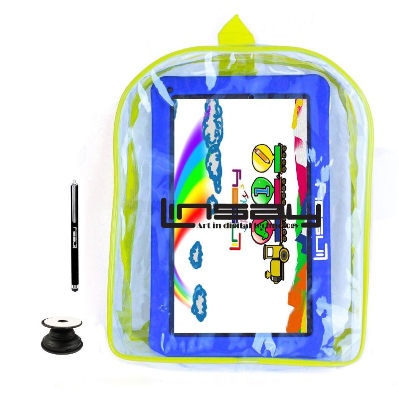 LINSAY 10.1" IPS Screen 2GB RAM 64GB Storage New Android 13 Tablet with Kids Defender Case and Backpack, 1 of 4