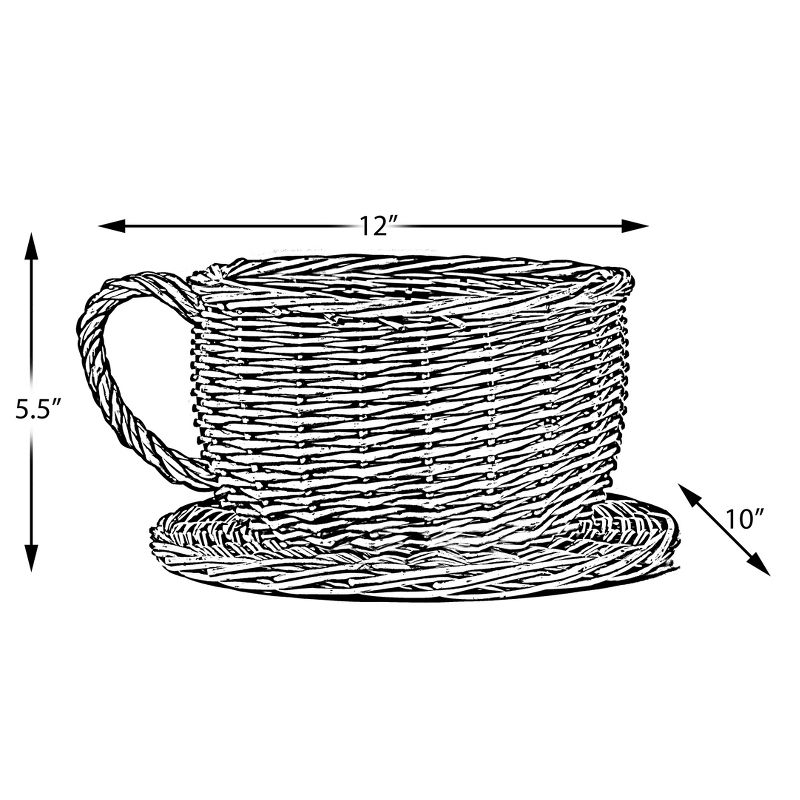 Vintiquewise Wicker Saucer Coffee Mug Cup Decorative Gift Basket Desk Organizer, 5 of 9
