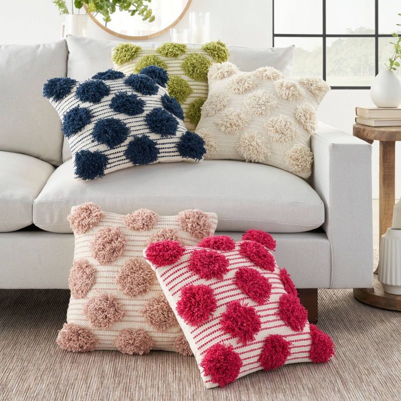 18"x18" Life Styles Tufted Pom Poms Square Throw Pillow - Mina Victory, 3 of 6