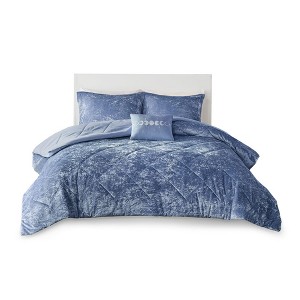 SEVOBAL Bedding Sets, Twin XL Velvet Comforter Set with Diamond Quilting and Decorative Pillow, Blue, 19.68"*12.99"*4.72" - 1 of 4