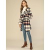 INSPIRE CHIC Women's Shawl Collar Belted Asymmetrical Hem Plaid Coat - 3 of 4