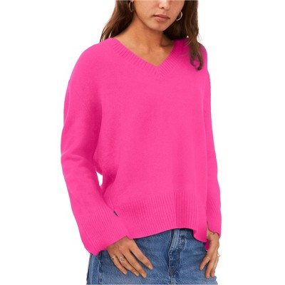 Vince Camuto Womens Contrast V Neck Pullover Sweater