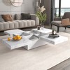 Square Marble Veneer Coffee Table Sliding Top with Storage in White 39.4in - 3 of 4