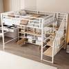 TiramisuBest Full Size Metal Loft Bed with Staircase,Low Storage Table and Storage Shelves - 2 of 4