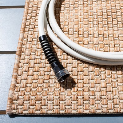 Natural Cream Square Indoor Outdoor Synthetic Area Rug