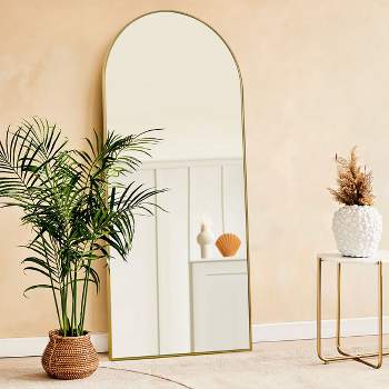 Muse Large Arch Mirror Full Length,71X24 Arched Mirror Oversize Rectangle With Arch-Crowned Top with Aluminum Frame Leaning Floor Mirrors-The Pop Home