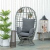 Outsunny Outdoor Wicker Egg Chair with Cushion, Lounge Chair Rattan 360 Degree Round Basket Chair for Backyard Garden Lawn Indoor Living Room - 2 of 4